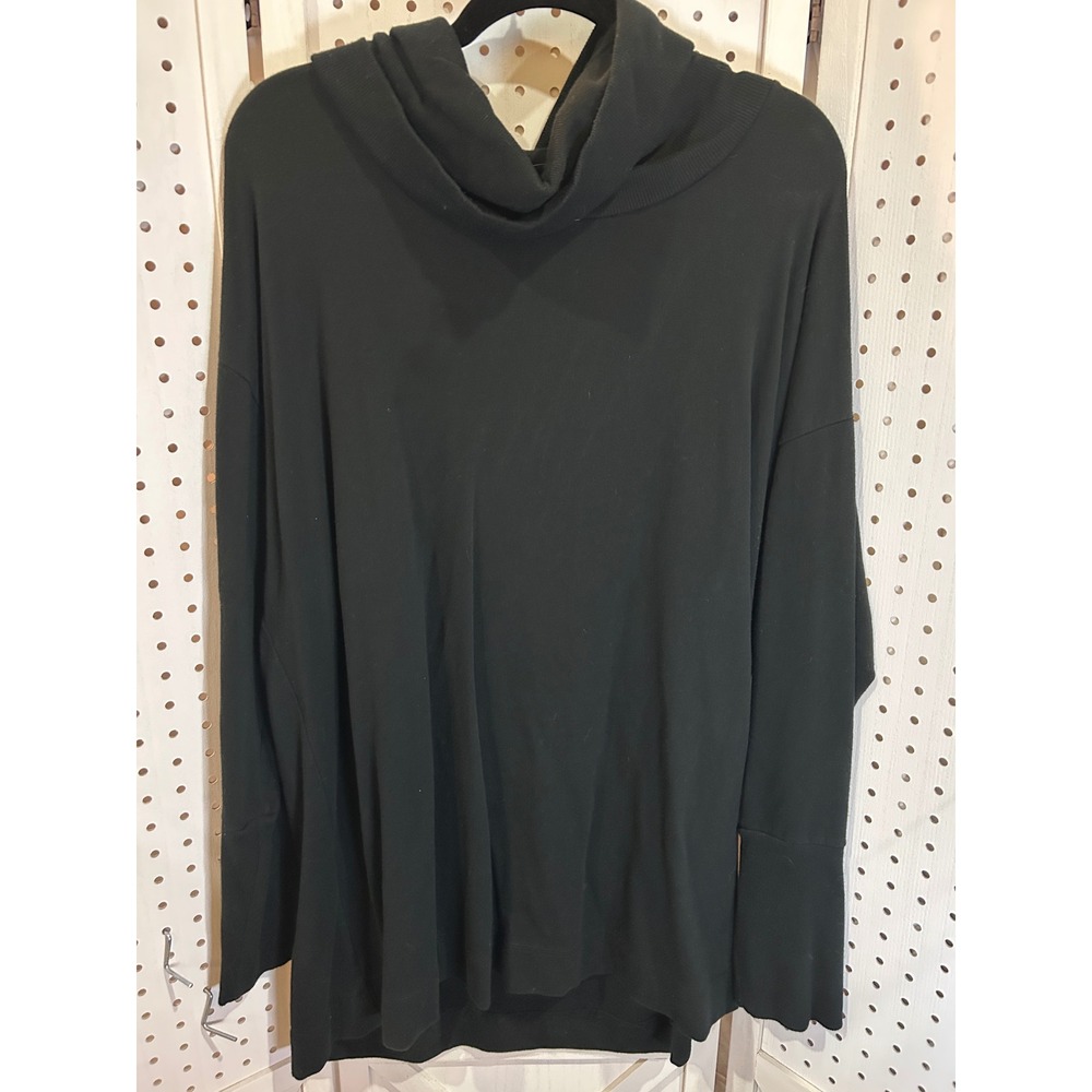 Pure Energy Black Cowl Neck Long Sleeve Tunic Top Plus‎ Size 1X